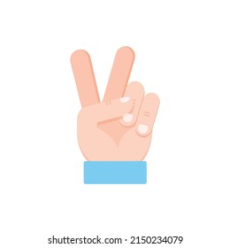 Flat peace sign illustration. Victory hand gesture icon.