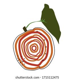 Flat peach isolated vector illustration. Pattern for healthy lifestyle design. Scandinavian style. Vegetarian summer backdrop. Kitchen art. Fresh poster.