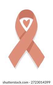 Cinta plana del melocotón con el corazón Pequeño, conciencia del cáncer uterino