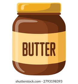 Flat peanut butter jar vector icon for web design and food packaging themes. Simple illustration ideal for snack branding and grocery graphics.
