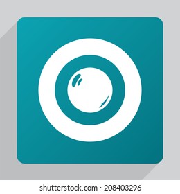 flat pearl icon, white on blue background 