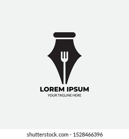 Flat Pen Fork Logo Design