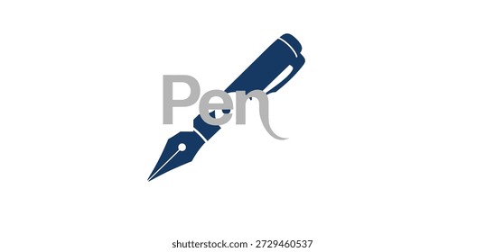 Flat pen logo icon for education and publishing