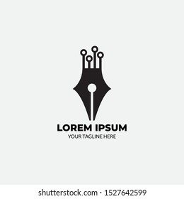 Flat Pen Technology Logo Design