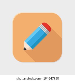 Flat pencil icon for application on grey background