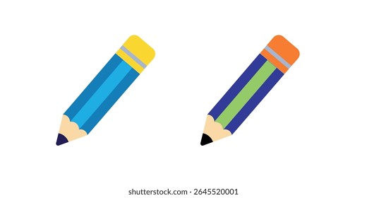 Flat Pencil Icon Vector Isolated on White Background – Minimalist Office and Education Symbol
