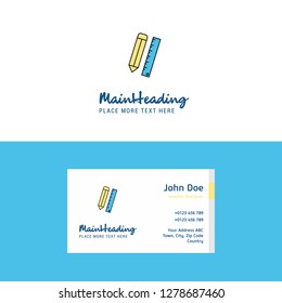 Flat Pencil and scale Logo and Visiting Card Template. Busienss Concept Logo Design