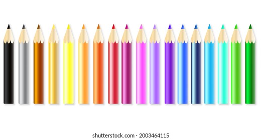 Flat pencils. Pencils. Colorful palette. School icon. Vector illustration. Stock image.