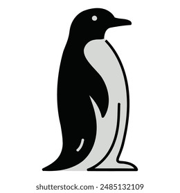 flat penguin black and white 