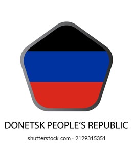 Flat pentagon flag of Donetsk people's republic icon. Simple isolated button. Eps10 vector illustration.