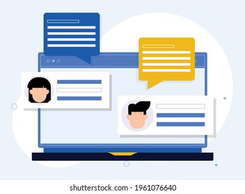 Icono de avatar de personas planas chat de la burbuja de la forma de la imagen vectorial