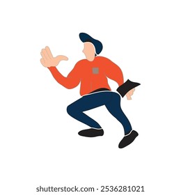flat people character holding letter