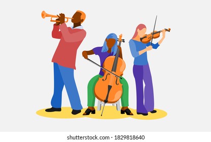 Flat people Character of Musicians vector