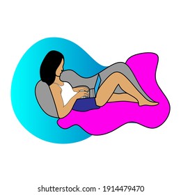 flat people characters playing laptop