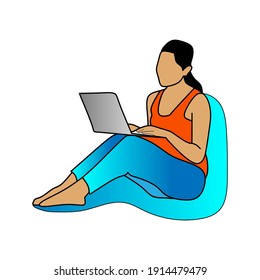 flat people characters playing laptop