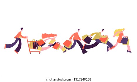  Flat People Characters with Shopping Bags.Vector illustration - Shutterstock ID 1317249158