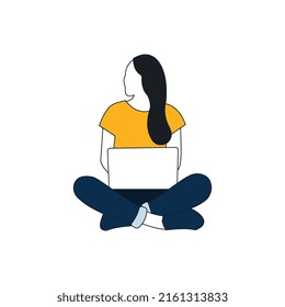 Flat people characters work at home, design illustration