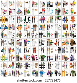 Flat People - Different Occupation Set. Collection Of Colorful Icons. For Web, Websites, Print, Presentation Templates, Mobile Applications And Promotional Materials - Vector Illustration