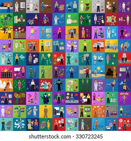 Flat People - Different Occupation Set. Collection Of Colorful Icons. For Web, Websites, Print, Presentation Templates, Mobile Applications And Promotional Materials - Vector Illustration