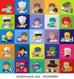 Flat People - Different Occupation Set. Collection Of Colorful Icons. For Web, Websites, Print, Presentation Templates, Mobile Applications And Promotional Materials - Vector Illustration,Flat Concept