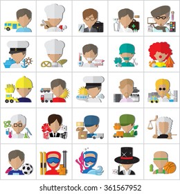 Flat People - Different Occupation Set. Collection Of Colorful Icons. For Web, Websites, Print, Presentation Templates, Mobile Applications And Promotional Materials - Vector Illustration,Flat Concept