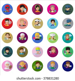 Flat People - Different Occupation Set. Collection Of Colorful Icons. For Web, Websites, Print, Presentation Templates, Mobile Applications And Promotional Materials - Vector Illustration,Flat Concept