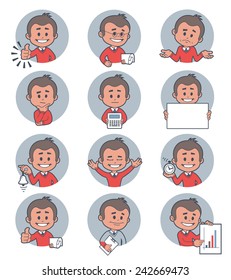 Flat people icons with business characters. Vector illustration.