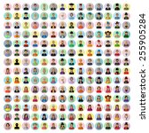Flat People Icons, Different Occupation: Waiter, Police, Miner, Firefighter, Surgeon, Clown, Judge, Barman, Sailor, Hipster, Worker, Wizard, Athlete, Skater- Isolated On White - Vector, Graphic Design