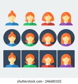 Flat people icons set