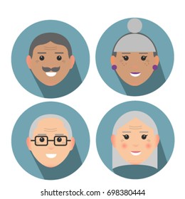 Flat people icons set, cool vector icons