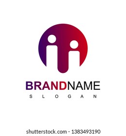 Flat People Logo Vector In Isolated White Background