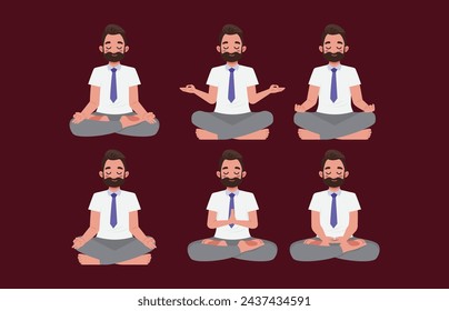 Flat people meditating illustration, yoga