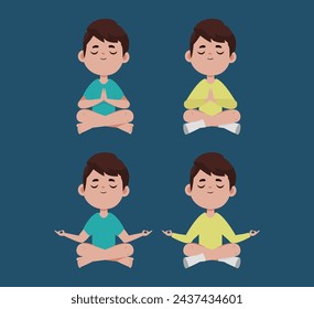 Flat people meditating illustration, yoga