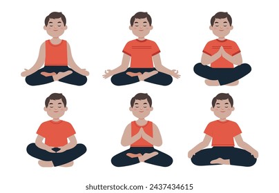 Flat people meditating illustration, yoga