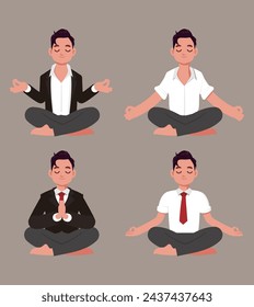 Ilustración de meditación de personas planas, yoga