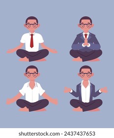 Flat people meditating illustration, yoga
