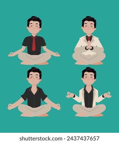Flat people meditating illustration, yoga