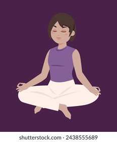 Flat people meditating illustration, yoga
