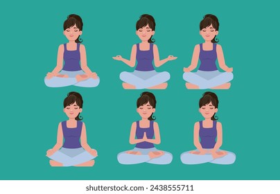Flat people meditating illustration, yoga
