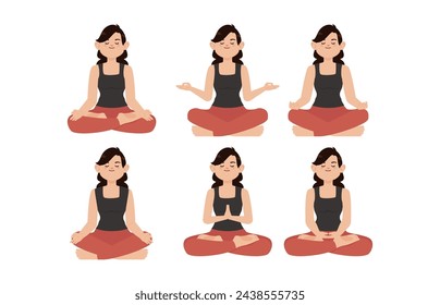 Flat people meditating illustration, yoga

