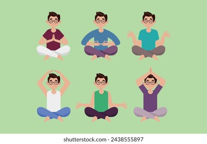 Flat people meditating illustration, yoga