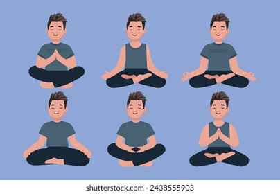 Flat people meditating illustration, yoga