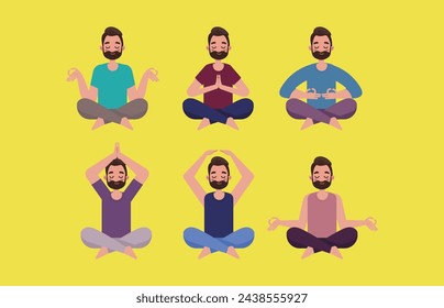 Flat people meditating illustration, yoga