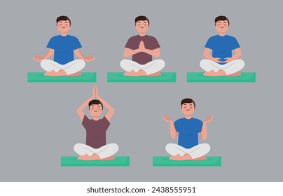 Flat people meditating illustration, yoga