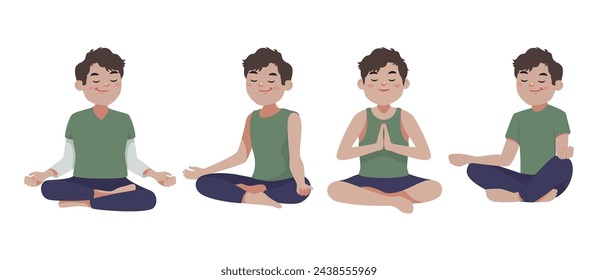 Flat people meditating illustration, yoga