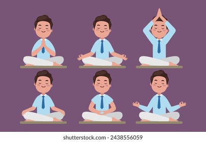 Flat people meditating illustration, yoga