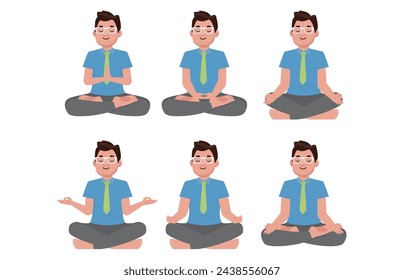 Flat people meditating illustration, yoga