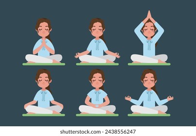 Flat people meditating illustration, yoga
