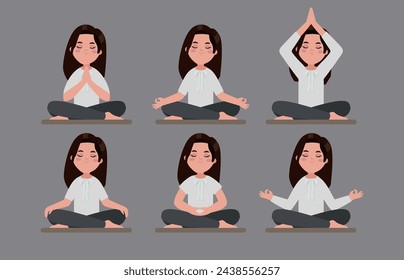 Flat people meditating illustration, yoga