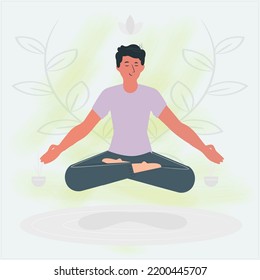 flat people meditating Vector illustration.